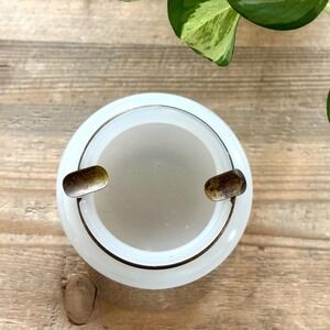 Vintage white ashtray with brass accents- milk glass and brass catch all dish